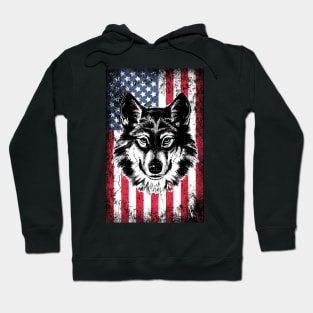 Patriotic Siberian Husky American Flag Hoodie